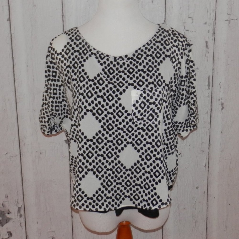 Meadow Rue Womens Small Geometric Boho Overlay Top